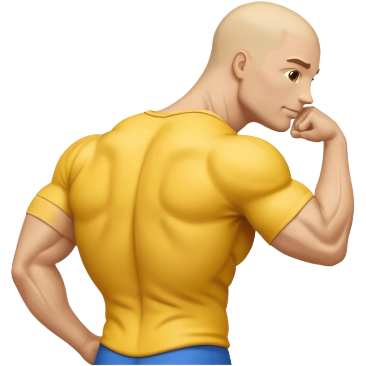 Emoji of Shoulders Muscle from side view, the human is yellow like on iphones. He has big shoulders. He is completely yellow and has no hair or facial expressions emoji