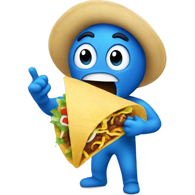 a blue emoji eating a taco emoji