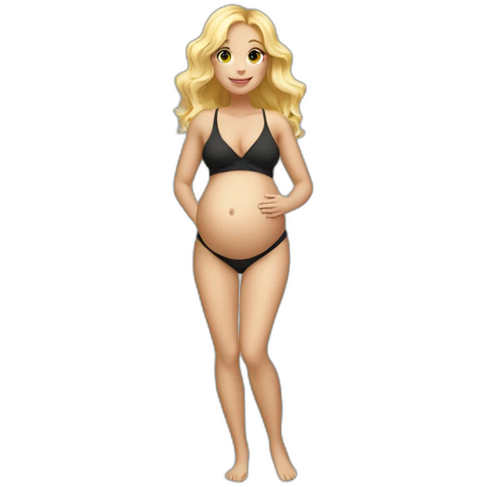 adorable pregnant blond full body women with beach-wave-hair emoji