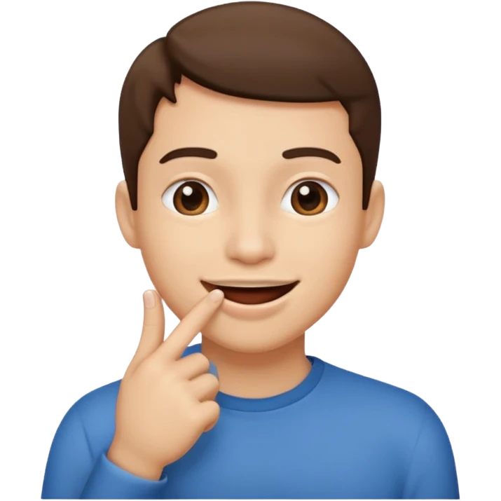 Persona sonriendo con dedo en la boca  emoji
