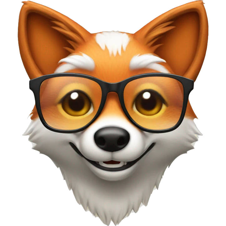 Fox with shiny glasses winking emoji
