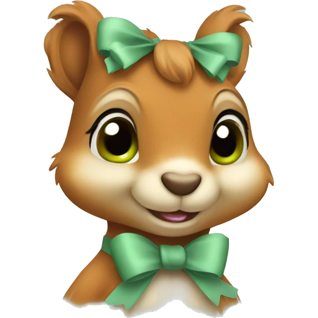 Cute squirrel with sage green bow emoji