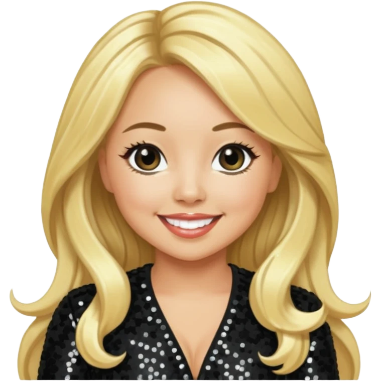 Sabrina Bryan from Cheetah Girls with long blonde hair, black sequin outfit emoji