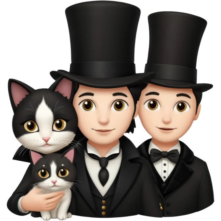 magician couple and their pet cat emoji