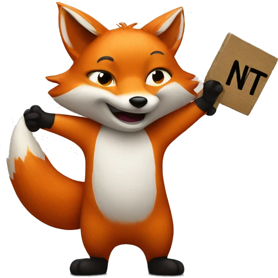 
The fox raises its arms and holds a sign saying "NT" emoji