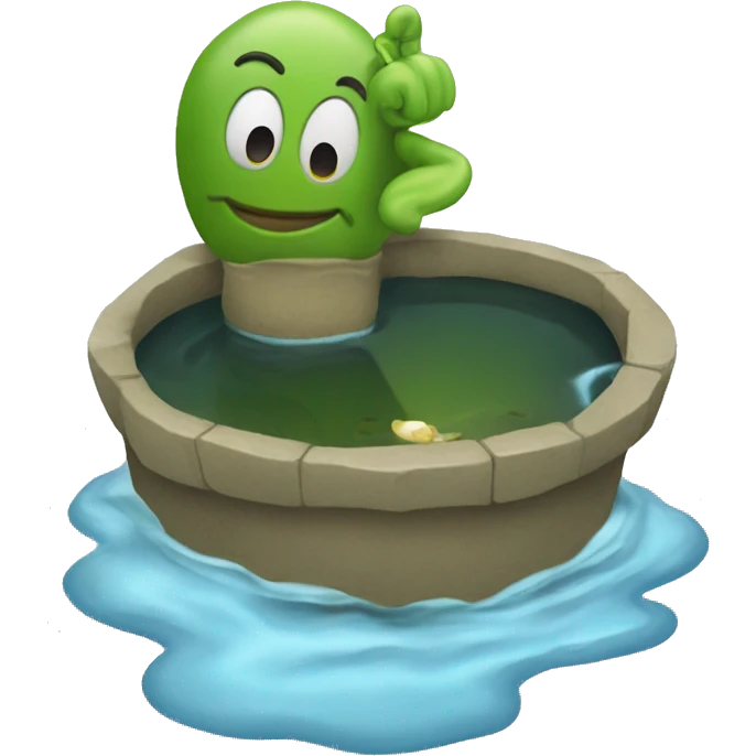 a pond with a thumb stick up sticking through the water  emoji