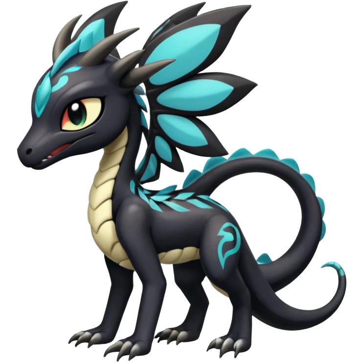 Colorful Shiny Smooth Glossy Soft Pure Cute Meloetta-Venom-Zekrom-Salandit-fusion, full body, tribal markings  emoji