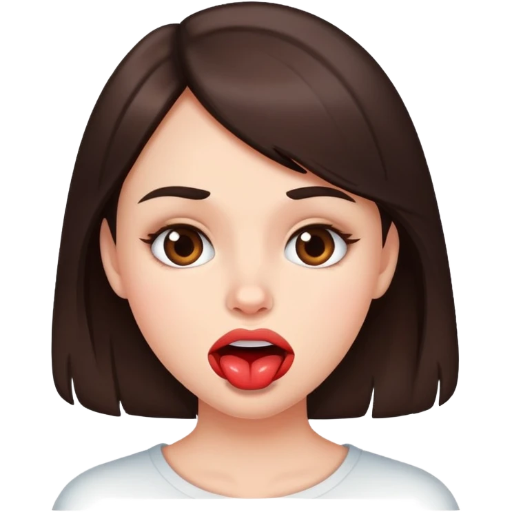 Brunette girl nervously biting her lip emoji