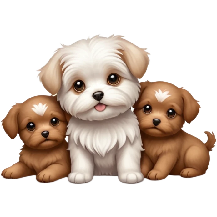  Maltese dog with a lot of brown puppies emoji