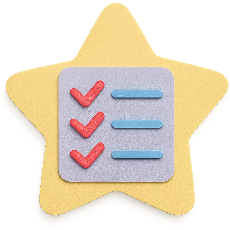 soft pastel cute star-shaped checklist icon with a pastel yellow background emoji