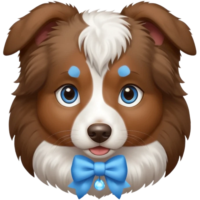 Australian shepherd with a light blue bow and blue eyes   emoji