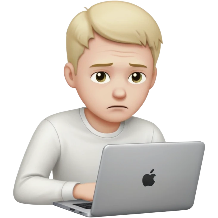 sad man working on laptop emoji
