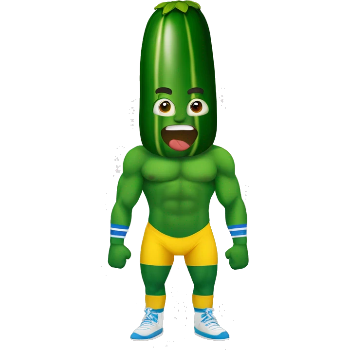 Cartoon zucchini in a wrestler’s uniform emoji