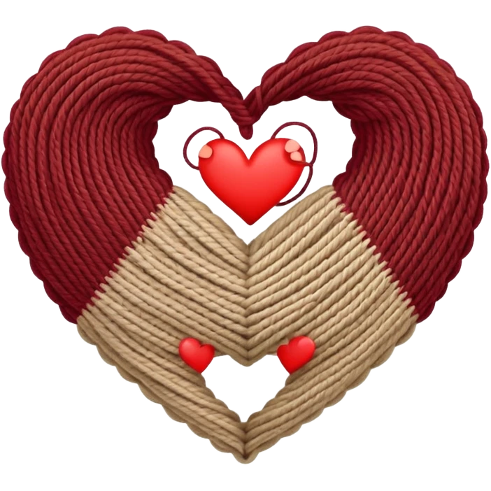 Knitted beige yarn heart emoji