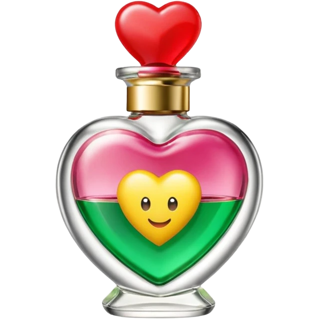 Benetton Sisterland perfume bottle, vibrant and cheerful, with a heart accent, emoji style emoji