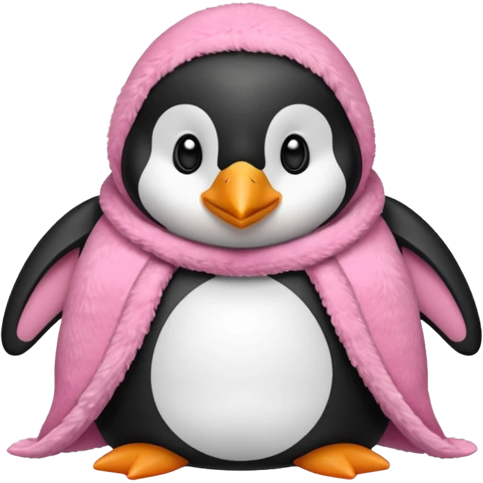 Ein Pinguin mit einer Kuschel Decke in Rosa der sich ein Kuschelt emoji