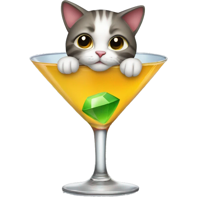 Cat sitting in a martini glass emoji