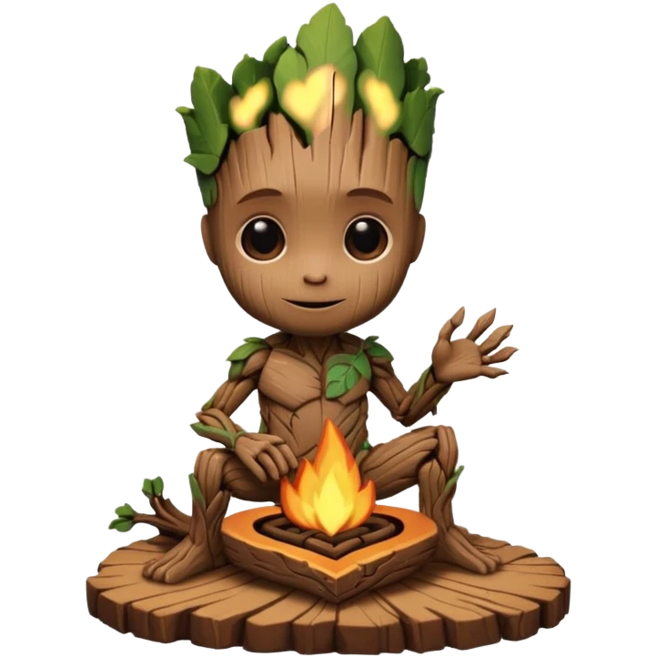 baby-groot with a hearth emoji