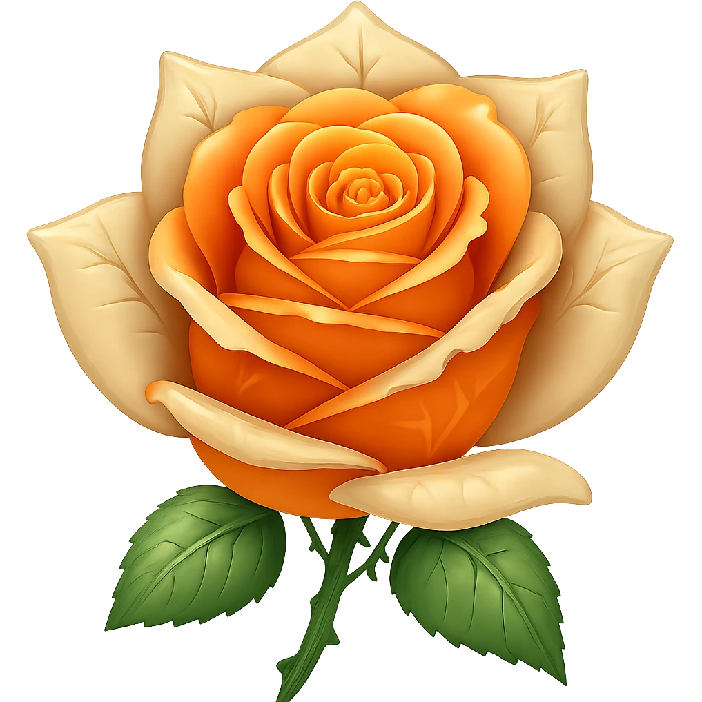 Make the ice rose orange. The original style is emoji style, but since emoji style does not support editing, please keep the emoji style look while making the rose orange and removing the background. emoji