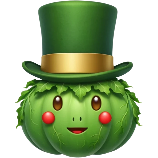 green vegetable with a top hat emoji