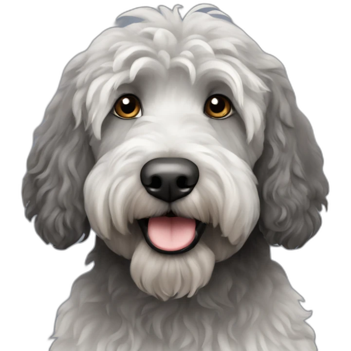 Grey and black labradoodle emoji