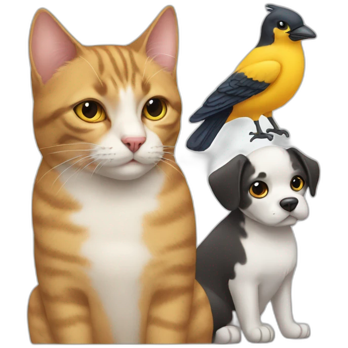 Cat, bird, dog emoji
