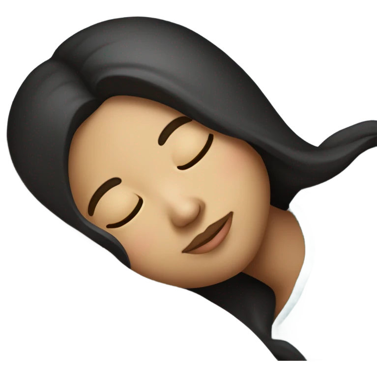 Very attractive girl with long dark hair, sleeping comfortably light skin emoji