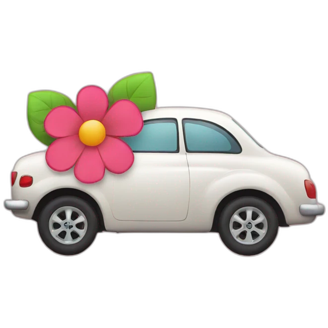 Car with a flower emoji