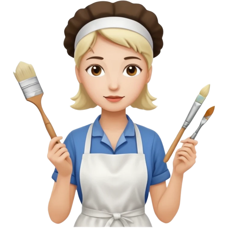 woman-artist in a white apron emoji