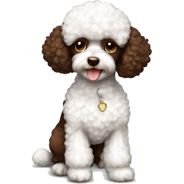 Chocolate brown and white toy poodle emoji