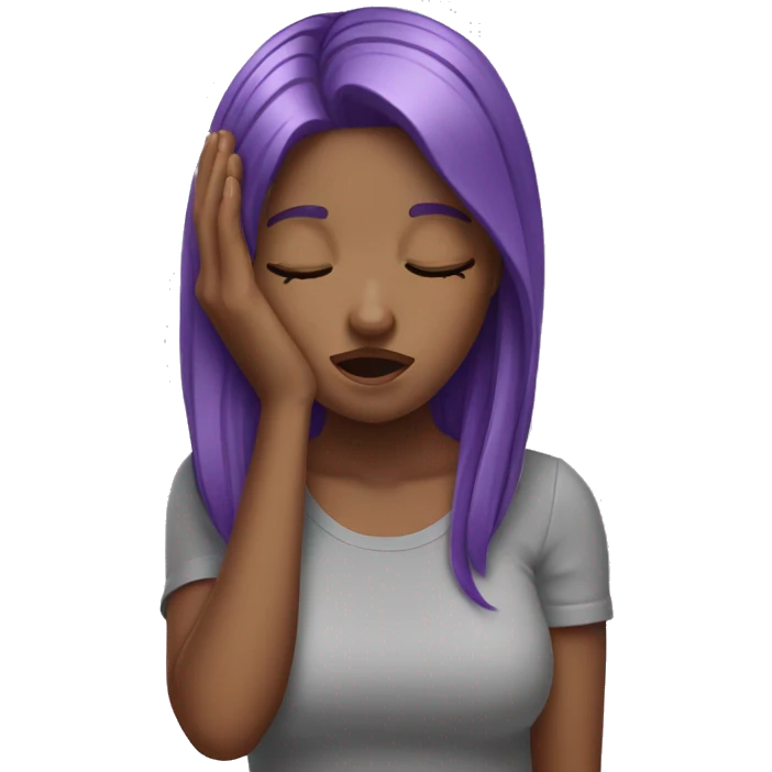 Purple hair girl doing a face palm emoji