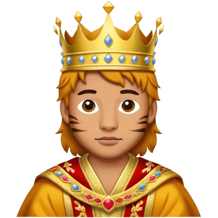 Tiger king with crown and royal robe emoji