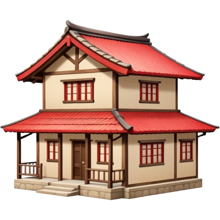 japan style wood house red beige emoji
