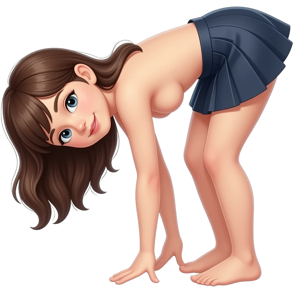 Girl naked showing her pussy naked with a skirt on bent over emoji