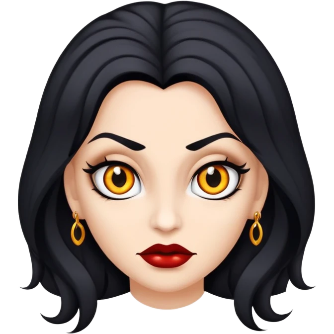 Faça uma vampira, do gênero feminino, cabelos longos preto, mas não tanto, olhos castanhos escuros marcantes, e uma mordida no rosto ou pescoço  emoji