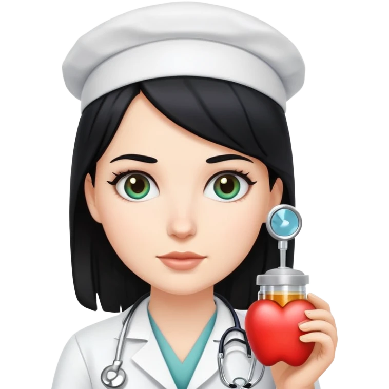 white girl with black hair doctor emoji