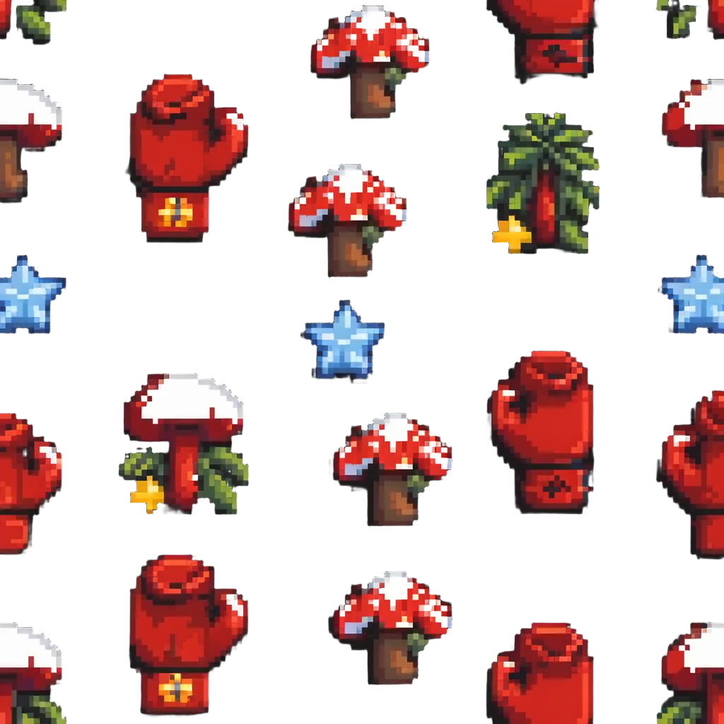 Mario themed boxing gloves with stars and mushroom designs emoji