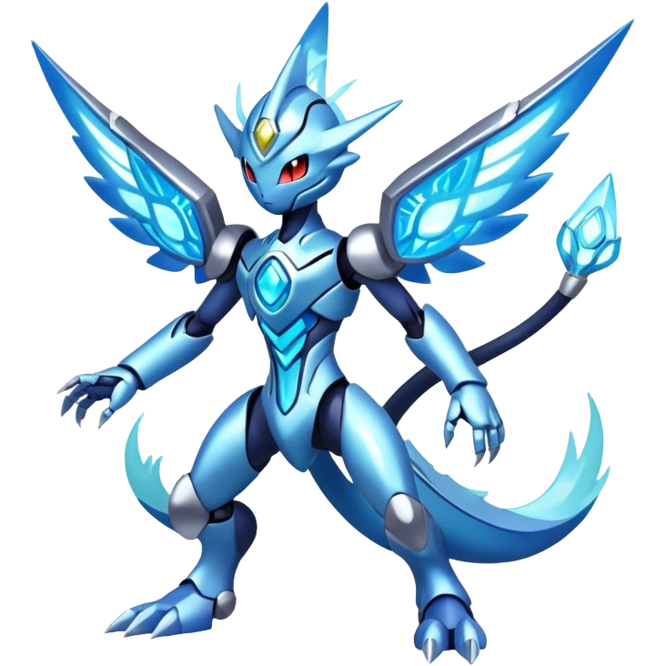 Shiny Futuristic Celestial Fakemon-Pokemon-Digimon-Spectrobes-fusion, full body emoji