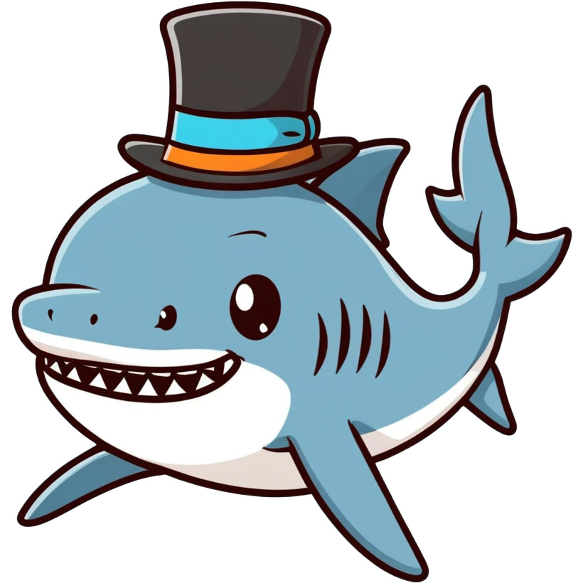 Shark with a top hat emoji