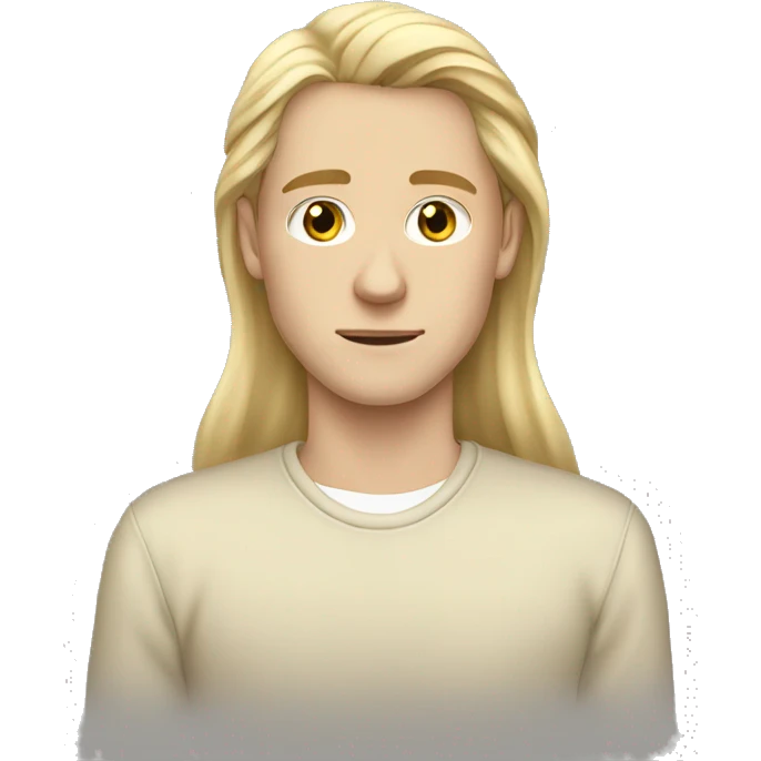 white german teen male with long blond hair and beige long sleeved short emoji