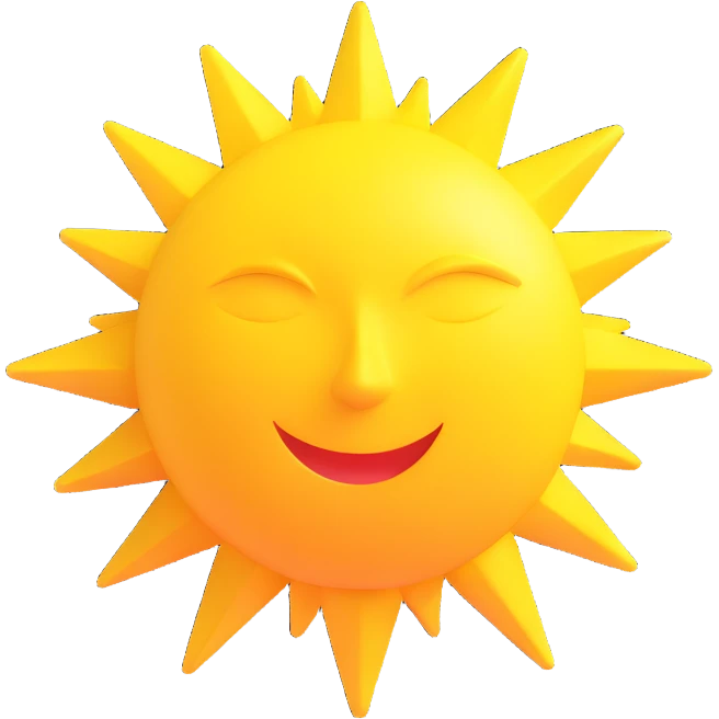 A sun emoji in the style of Microsoft 3D emojis emoji