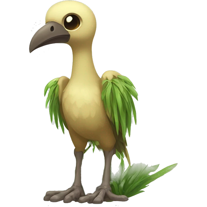 earthly muddy fresh Cool Cute Fantasy legendary jungle-bird plant-grass-type-Dendro-avian Fakemon full body emoji