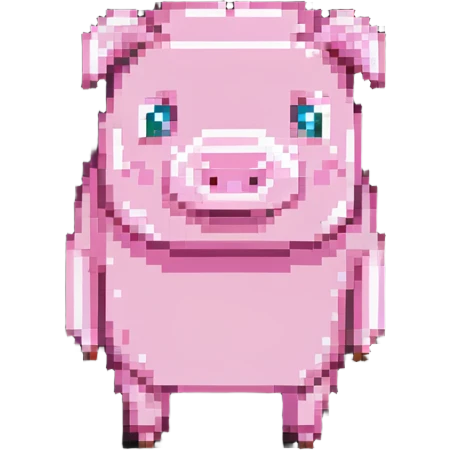 Minecraft pig, full body, pink blocky animal with square head emoji