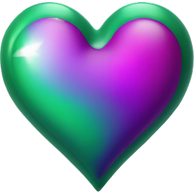 Shiny purple green magenta heart  emoji