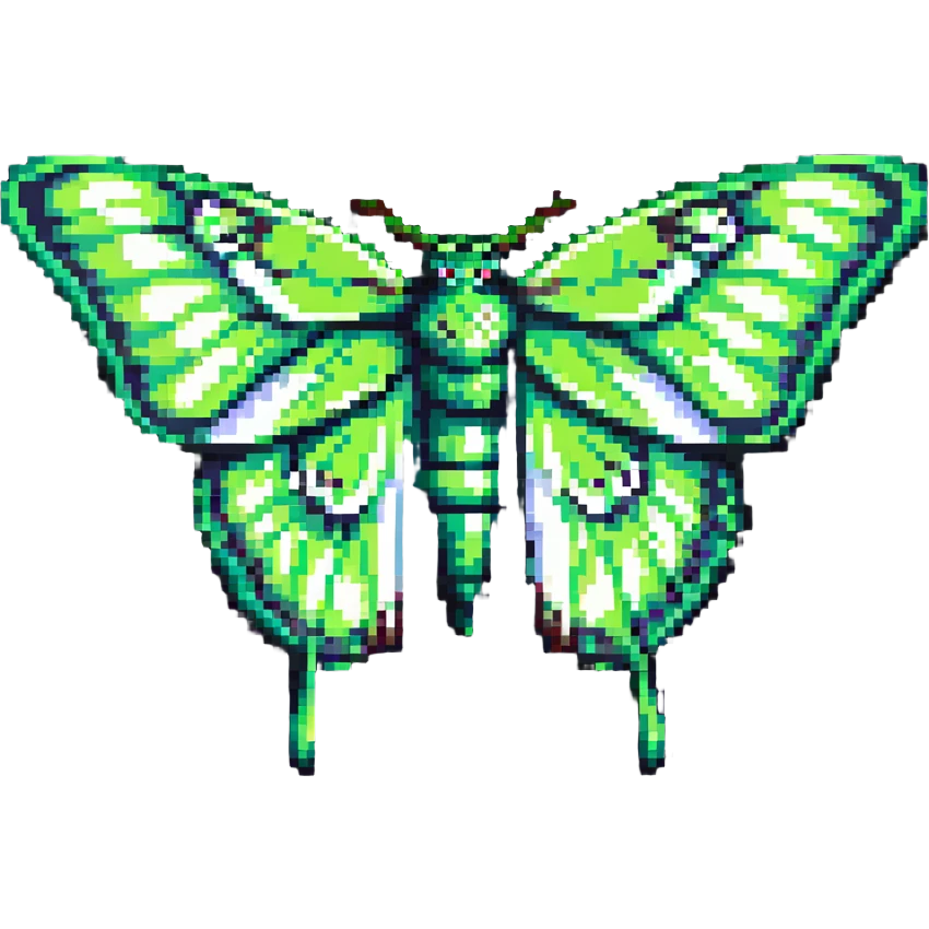 luna moth with vibrant green colors emoji