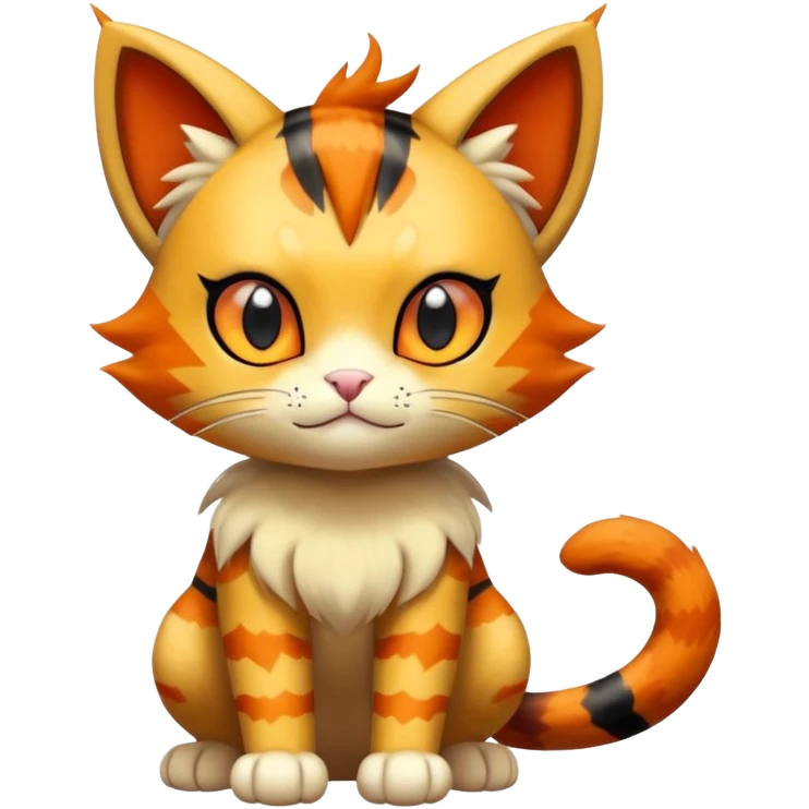 Shiny Cute Adorable Meowth-Litten-Litleo-Hybrid-Creature with pattern-markings emoji