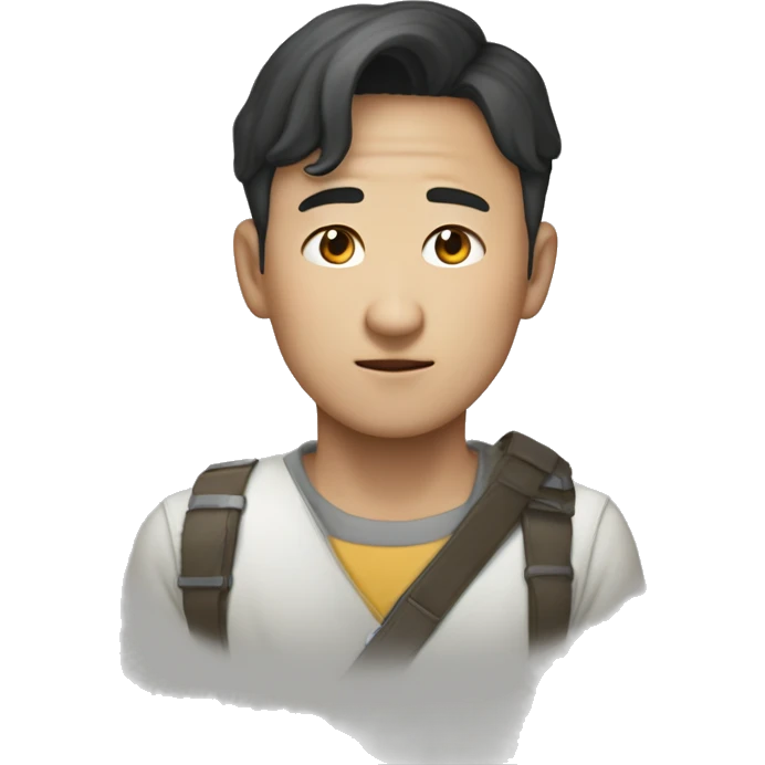 슬픈표정을 하고있는 검은 단발머리 여자 emoji