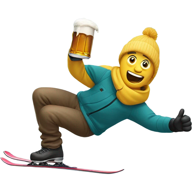 Crazy skier deleting beer  emoji