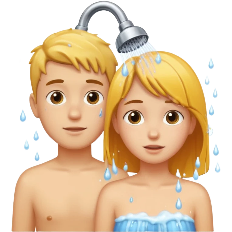 A nakid boy and girl in the shower together emoji