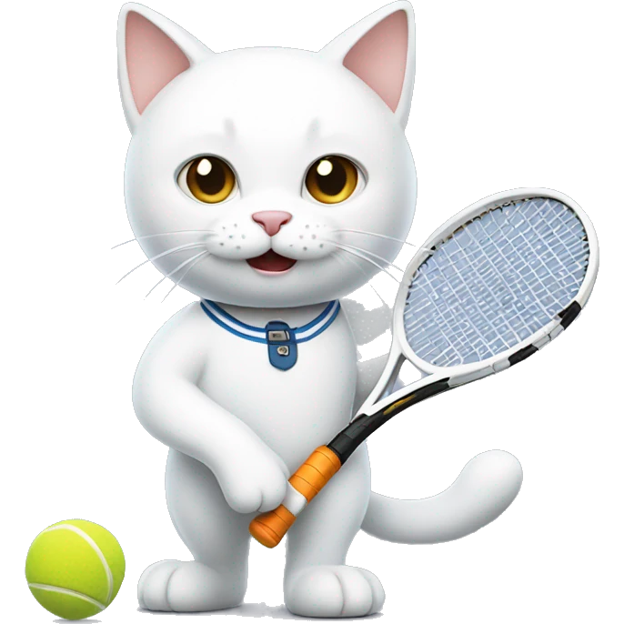 White cat playing tennis emoji